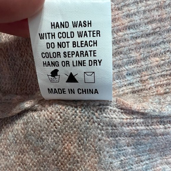 Dreamers Sweater Small Gray Pink Mock Neck Long Sleeve Knit Relaxed Fit - Picture 10 of 12